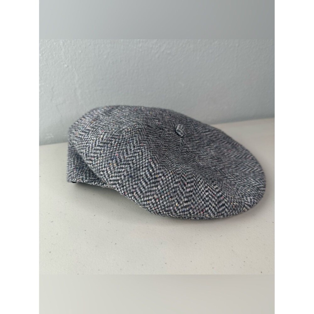 Vintage Kangol Grey Herringbone Beret Cap Hat Newsboy Golf Made in England